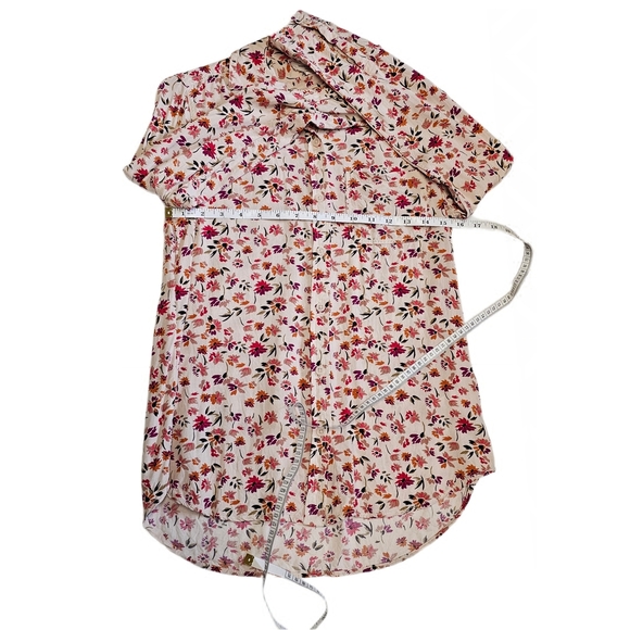 Beach Lunch Lounge Floral Button Down Shirt - Pink Orange Cream Brown Mulitcolor - Picture 9 of 13